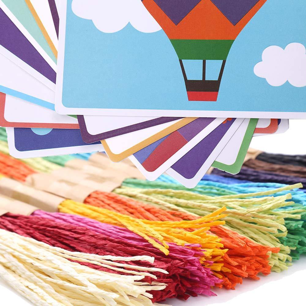 Bosonshop Color Rope Paste Painting Sticky Mosaics Kids 8 Cards DIY Art Crafts Educational Toys
