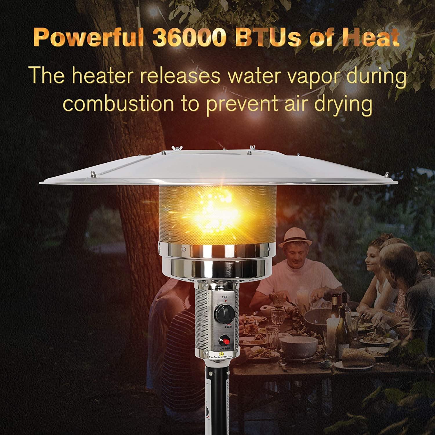 Outdoor Propane Heater Portable Patio Heater With Wheels 87 Inches Tall 36000 BTU for  Commercial Courtyard (Black) - Bosonshop