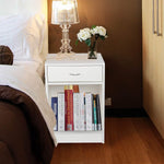 Bosonshop Modern Nightstand Bedside Table for Bedroom Living Room (White)