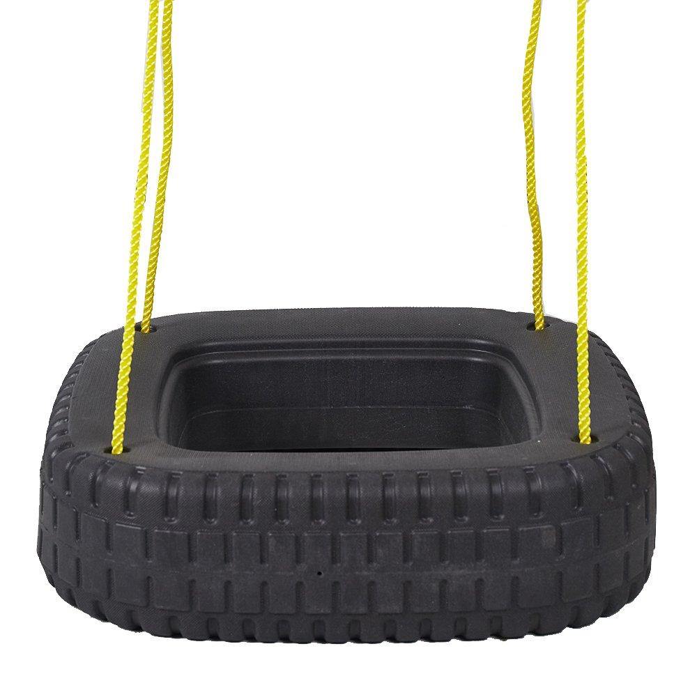 Bosonshop Kids Classic Tire Swing, 2 Kids Outdoor Garden Backyard Patio Swing Set, Tree Swing Play Set Black