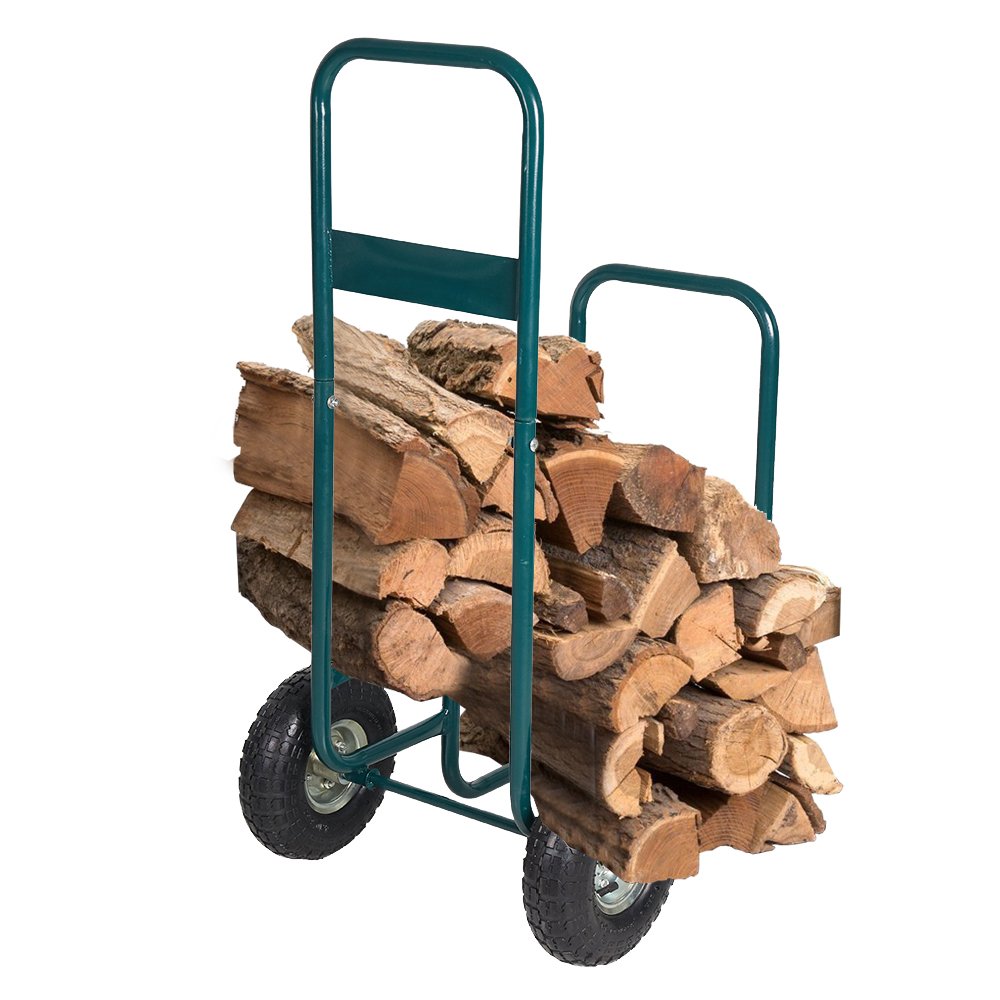Bosonshop Rolling Wheeled Firewood Log Cart Portable Log Rack with Wheels for Backyard