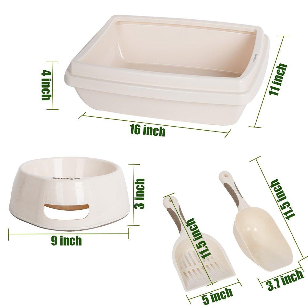 Bosonshop Plastic Pet Supplies Set Cat Kitten Dog Litter Tray, Bowl, Litter Scoop and Food Scoop