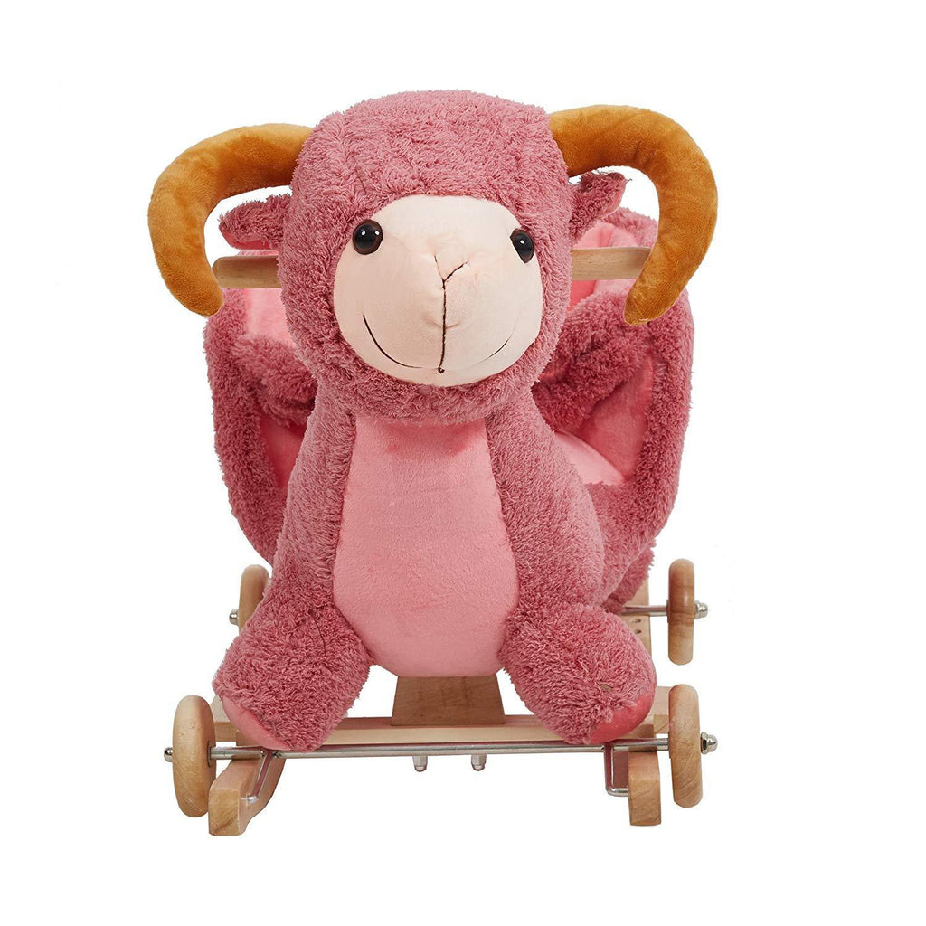 Toddler Rocking Horse Wooden Plush Rocking Chair 2 in 1 Rocker and Str