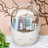 Cosmetics Display Case Multifunctional Makeup Organizer with Drawers and Portable Handle, Large Capacity, Pink - Bosonshop