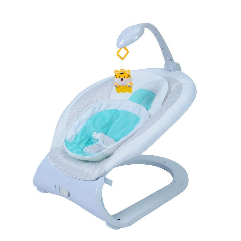 Baby Contrast Bouncer with Vibrating Seat Baby Rocker Sleeper, Blue - Bosonshop