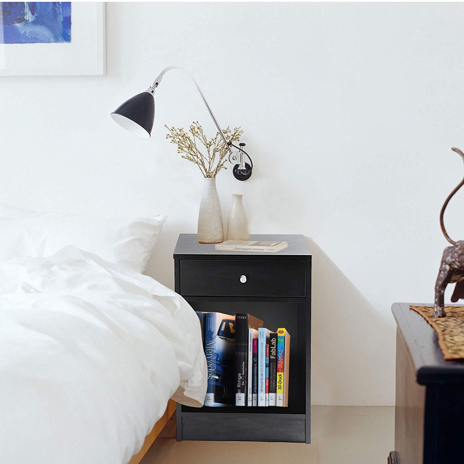 Bosonshop Modern Nightstand Bedside Table for Bedroom Living Room (Black)
