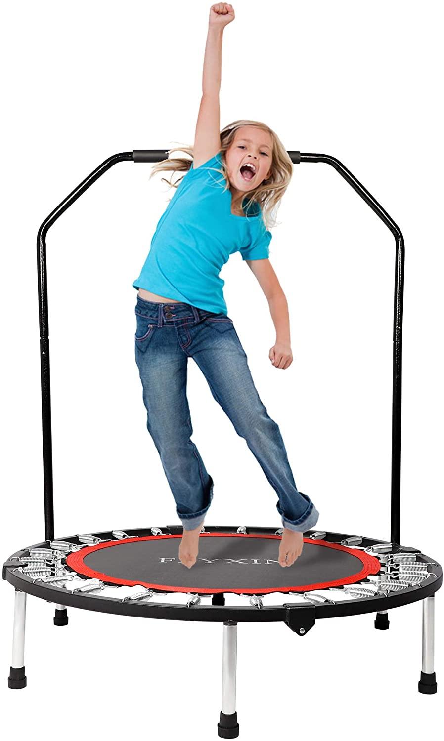 40" Foldable Mini Trampoline, Fitness Rebounder with Foam Handle, Exercise Trampoline for Kids Adults Indoor/Garden Workout - Bosonshop