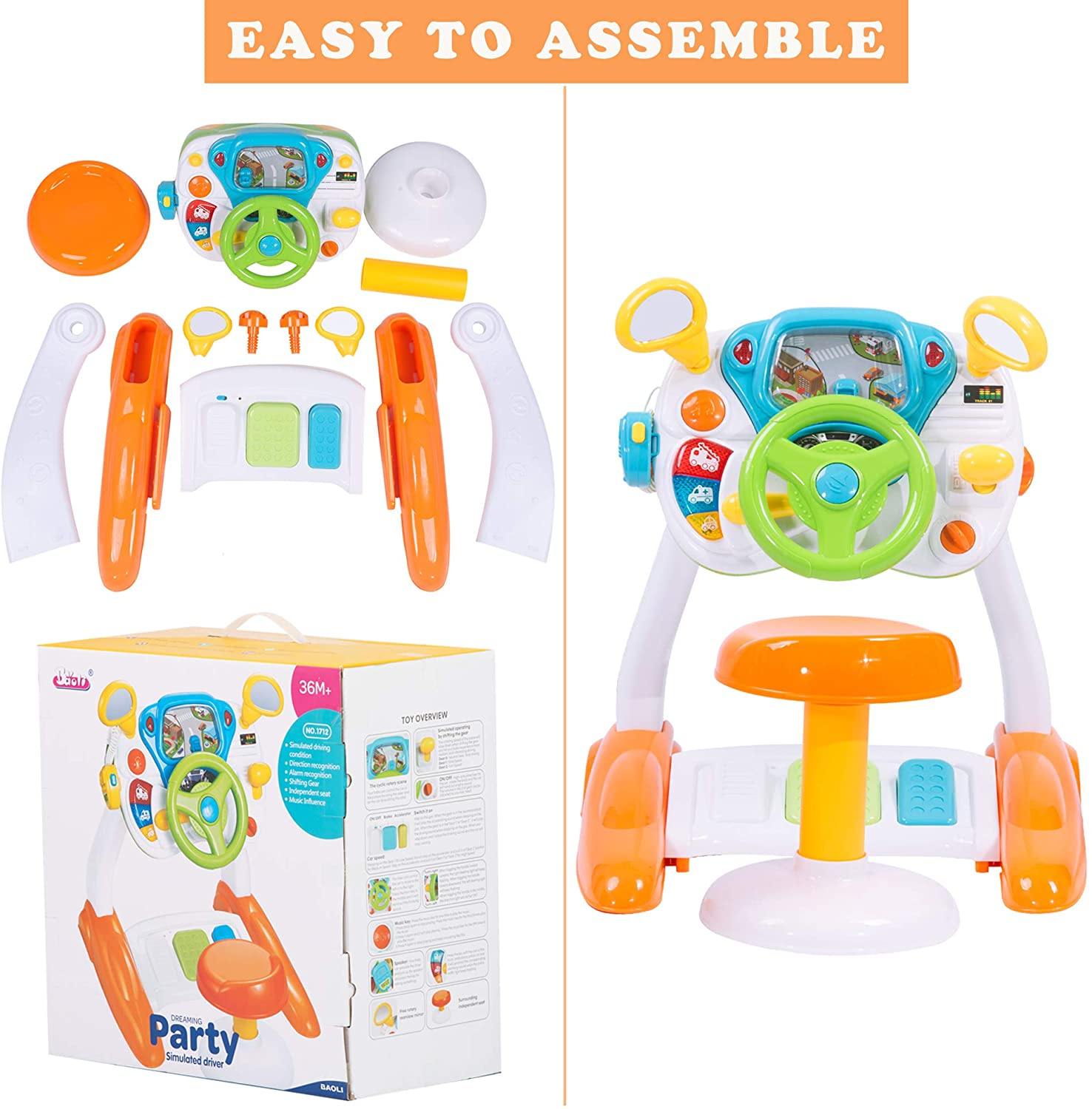 Kids Driving Simulate Ride on Toy Steering Wheel Toy for Toddlers - Bosonshop