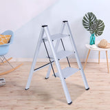 Folding 3 Step Ladder,2-in-1 Lightweight Aluminum Step Ladder Multi-Use Step Stool with Anti-Slip Wide Pedal - Bosonshop