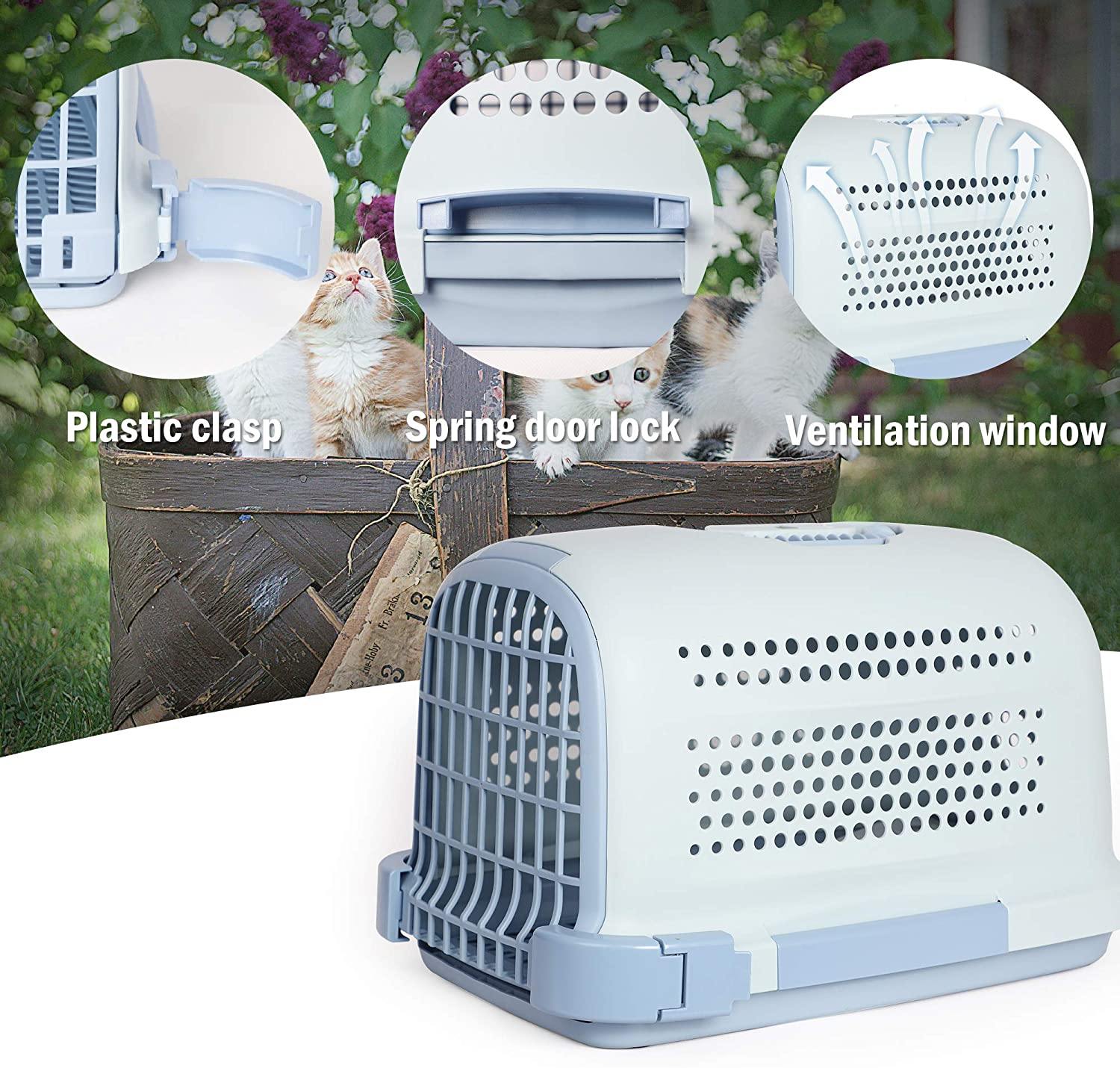 Pet Travel Cage Pet Hard-Side Carrier Plastic Pet Travel Kennel for Dog, Animal Carrier - Bosonshop