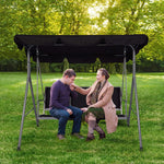 3-Person Outdoor Swing Chair Adjustable Canopy Hammock Seats, Patio Porch Garden Swing, Black - Bosonshop