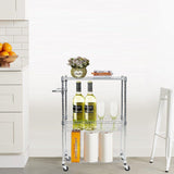 Bosonshop 3 Tier Wire Rolling Cart,Kitchen and Microwave Cart with Basket,Chrome Finish