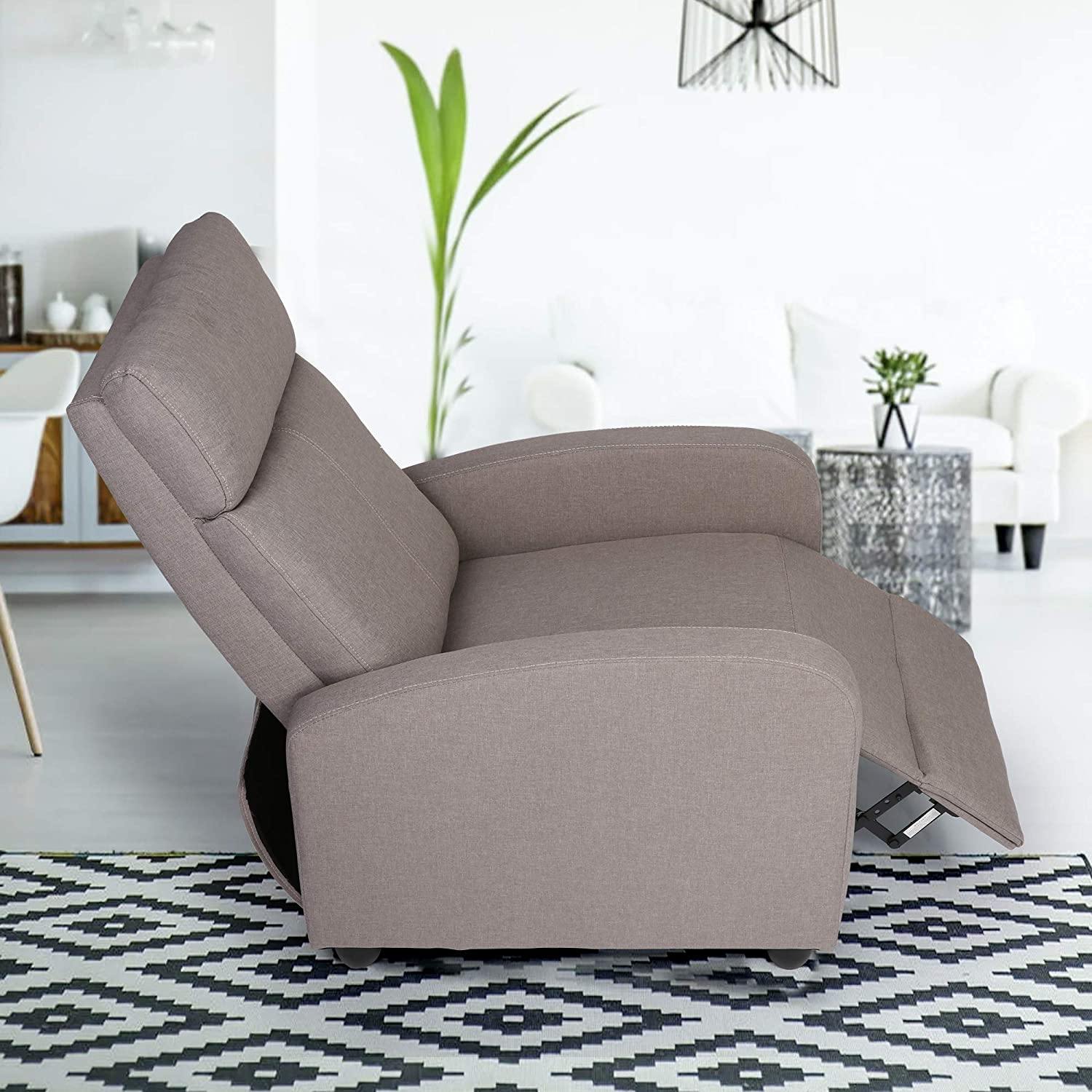 Fabric Recliner Chair Adjustable Single Sofa Home Theater Seating Recliner Reading Sofa for Living Room & Bedroom, Grey - Bosonshop