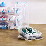 Bosonshop 8 PCS Shoes Box Set Clear Plastic Storage Shoes Case Holder with Locker (blue)