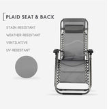 Bosonshop Zero Gravity Patio Adjustable Folding Reclining Chair with Pillow, 2PC Grey