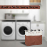 Bosonshop Double Laundry Hampers with Aluminum Frame 2 Sections Laundry Basket Light and Dark