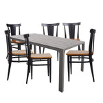 Bosonshop Dining Table Set, 6 Chairs with 1 Aluminum Imitation Wooden Table