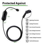 32A 21ft Portable Level 1-2 Electric Vehicle (EV) 110V-240V Charger with NEMA 14-50 Plug For J1772 EVs