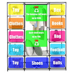 Bosonshop 59" Clothes Closet Portable Storage Organizer with Hanging Rod, Nonwoven Fabric, 12 Storage Shelves-Red