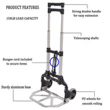 Bosonshop Folding Hand Truck Air Travel Baggage Cart Utility Carts Heavy Duty Dollies 150LB Black