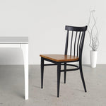 Bosonshop 2 Packs Slat Back Dining Chairs Metal Leg Side Chairs with Wood Seat, Black