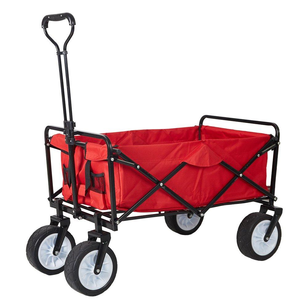 Bosonshop Collapsible Camping Wagon Garden Folding Utility Shopping Cart with Handle