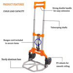Bosonshop Folding Hand Truck Air Travel Baggage Cart Utility Carts Heavy Duty Dollies 150LB Orange