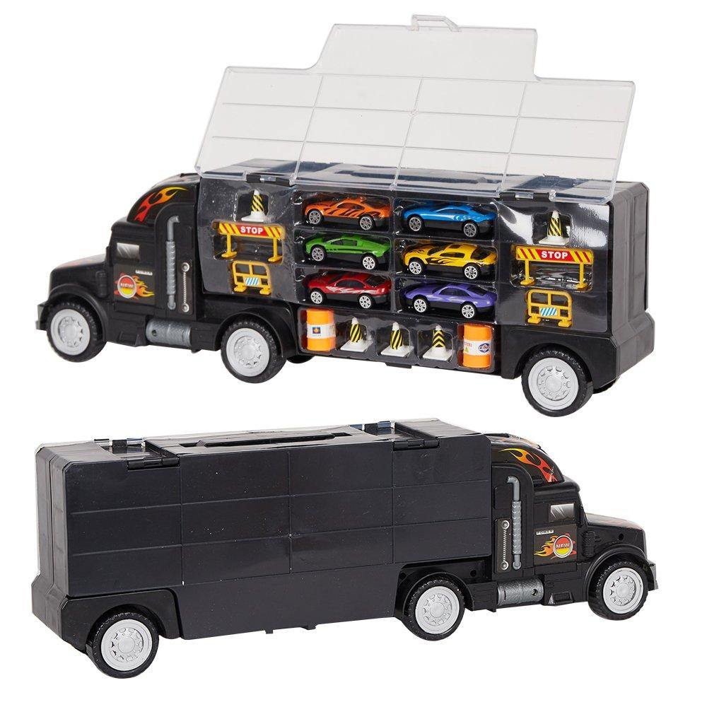 Bosonshop Transporter Carrier Truck Loaded with Metal Toy Cars