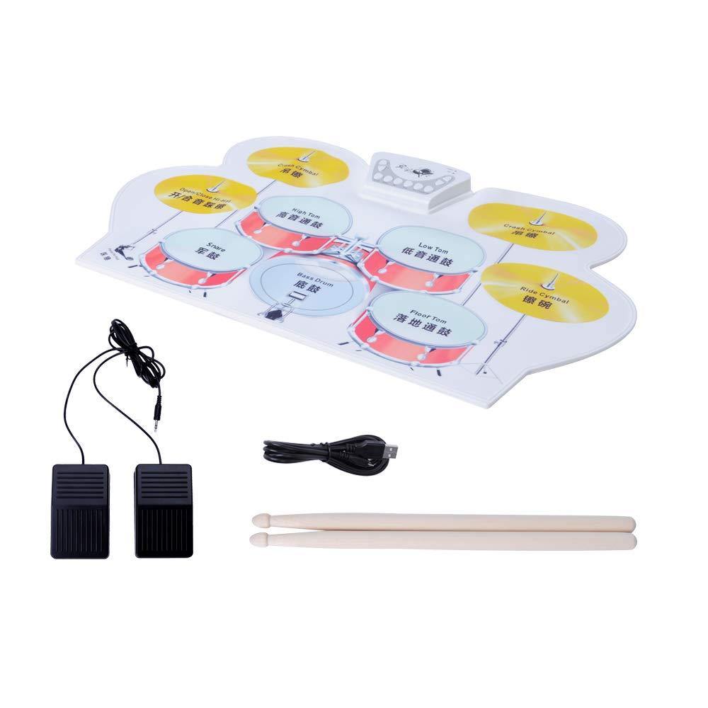 Bosonshop Portable Electronic Drum Set Roll Up Drum Kit Pad 9 Electric Drum Pads with Headphone Jack