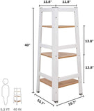 3-Tier Wood Free Standing Corner Shelf with Metal Frame Oak & White - Bosonshop