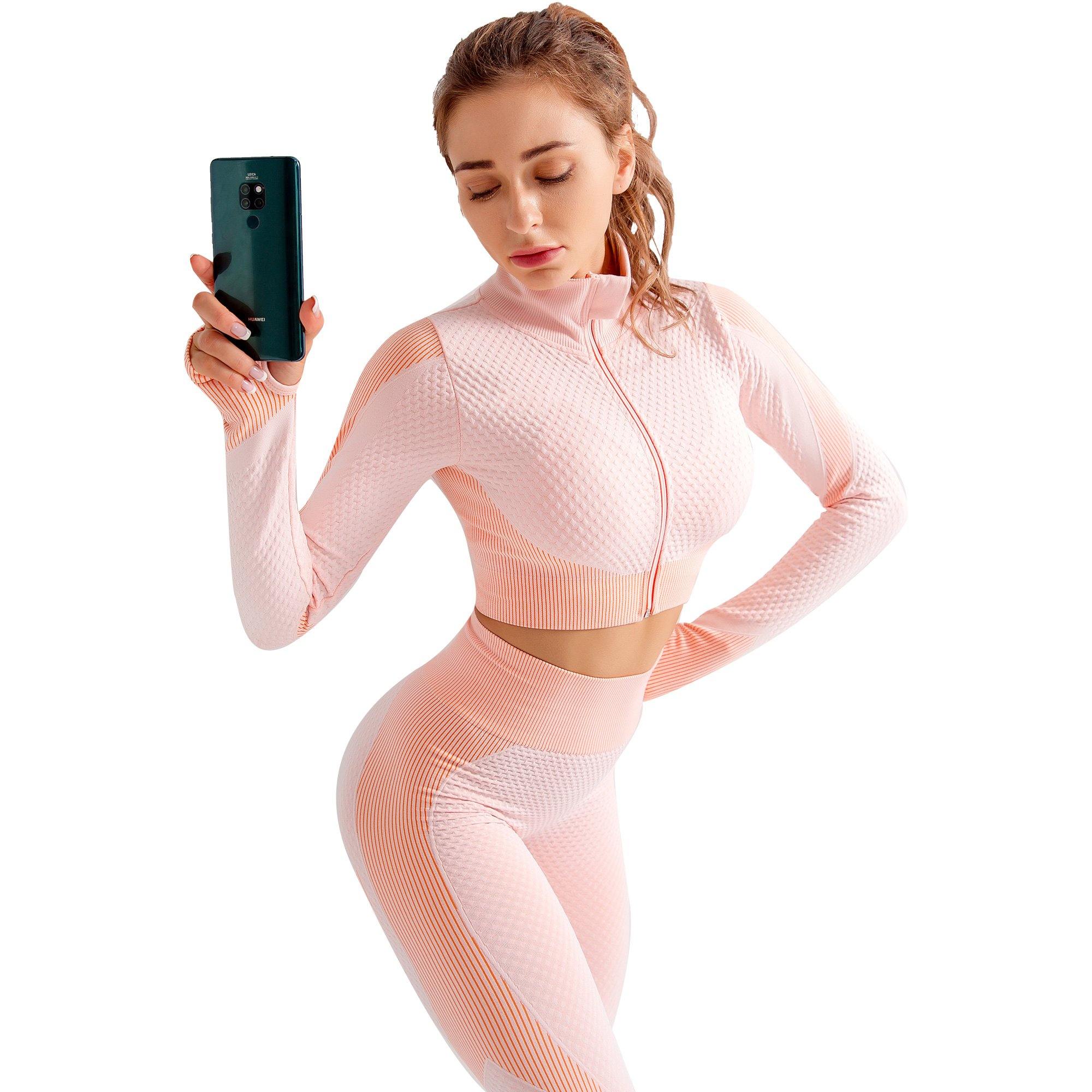 Women's Workout Set 2 Piece Yoga Outfits Sport Wear Slim Tight Top Pants - Bosonshop