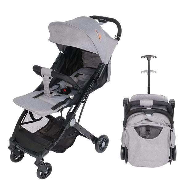 Foldable Baby Travel Stroller for Airplane, One-Hand Fold Pushchair with Adjustable Canopy and Backrest