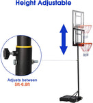 Portable Basketball Hoop Backboard System Stand Outdoor Sports Equipment Height Adjustable 6.5Ft-8.2Ft with Wheels for Kids - Bosonshop
