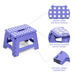 2 Pack Folding Step Stool with Handle 300 LB Capacity for Adults and Toddlers, Purple