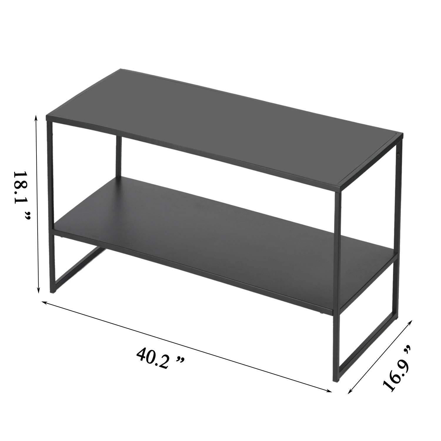 Simple Coffee Table with Anti-Scratch Design 2 Tire Industrial Cocktail Table for Living Room Black - Bosonshop