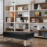 Bosonshop Modern PU Leather Dining Room Bench Upholstered Padded Seat, Black