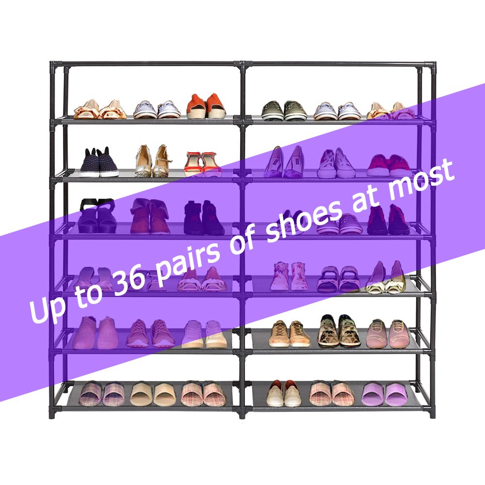 Bosonshop Shoe Rack 6-Tier 36 Pair Shoe Storage Organizer with Dustproof Non-woven Fabric Cover (Red)