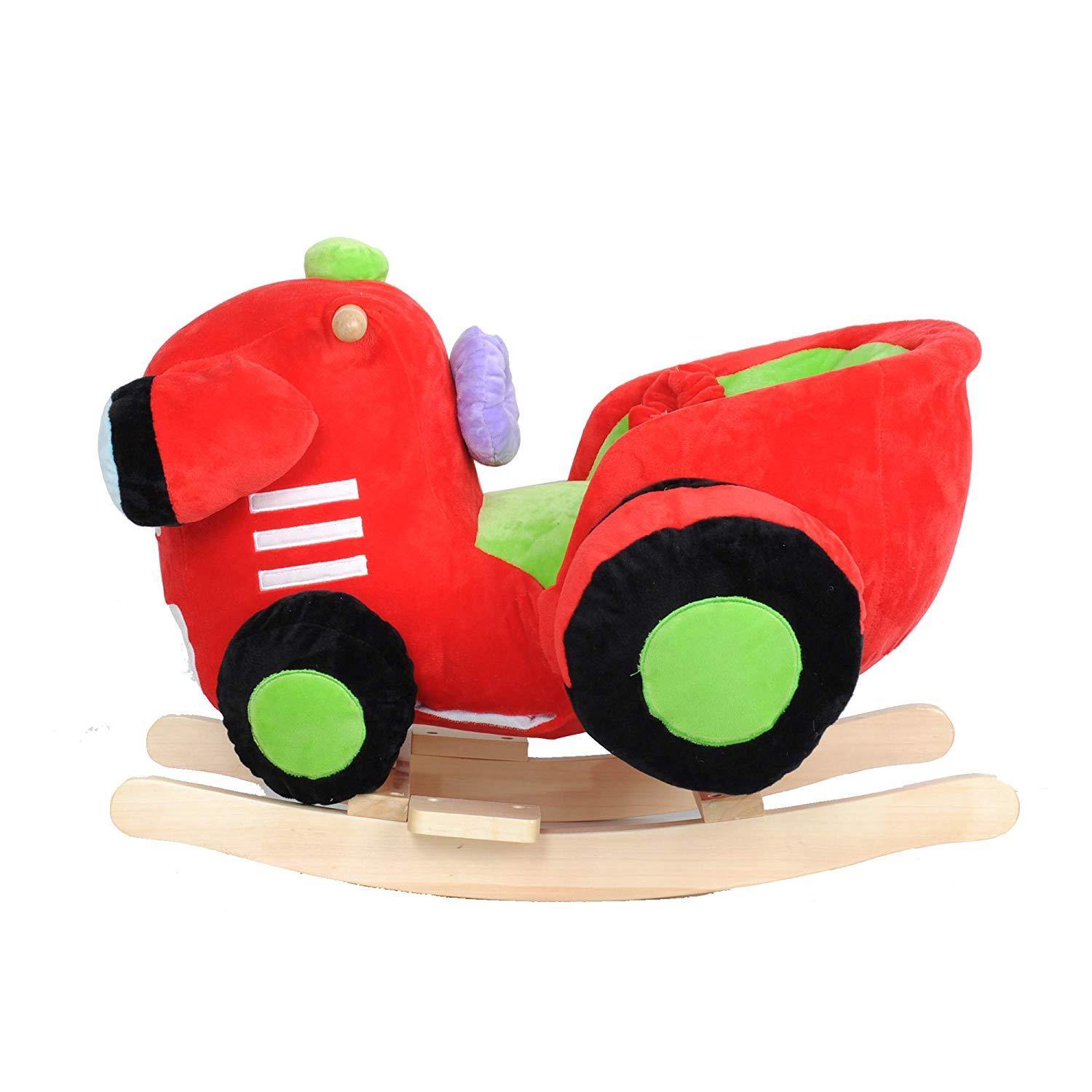 Bosonshop Plush&Wooden Ride On Rocking Horse Play Train for Toddlers