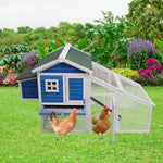 Bosonshop Bunny Hen Cage House Large Chicken Coop, Wooden Pet Home for Small Animals with Run Nest