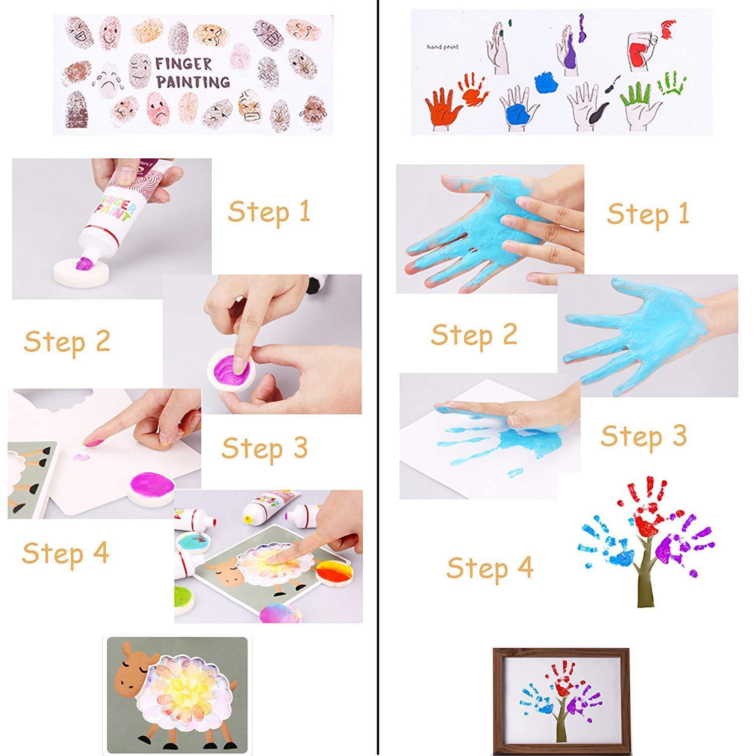 Bosonshop Kids Finger Paint Washable Non-Toxic Fingerpaint Creative Art Toy Toddlers Classroom Projects