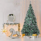 Bosonshop 7' Classic Pine Needle Tree Encrypted Artificial Christmas Tree Natural Branch with Solid Metal Bracket, Conifer with Snowflake White Point