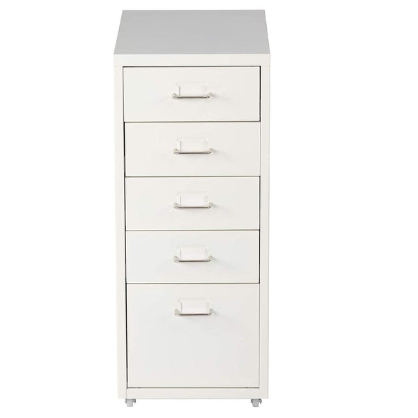 5 Drawer Chest Metal Storage Dresser Cabinet for Home Office Cabinets, White