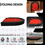 10 Players Foldable Poker Texas Holdem Table, Felt Surface Oval Card Table with Stainless Steel Cup Holders & Padded Rails