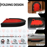 10 Players Foldable Poker Texas Holdem Table, Felt Surface Oval Card Table with Stainless Steel Cup Holders & Padded Rails