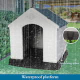 Large Plastic Outdoor Dog House for Pet Weatherproof Kennel, 35.5"L x 37.5"W x 39"H - Bosonshop