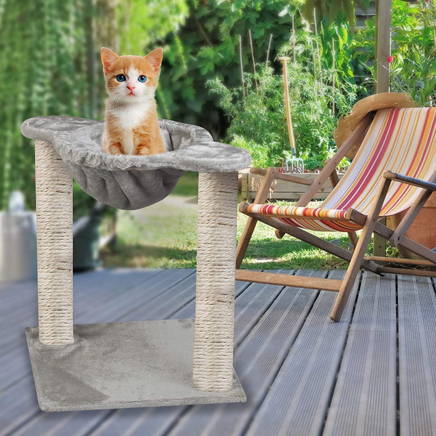 Large Cat Tree Cat Scratching Cat Climber with Condo Cat Tower Furniture and Hammock, Sisal-Covered - Bosonshop