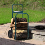 Bosonshop Rolling Wheeled Firewood Log Cart Portable Log Rack with Wheels for Backyard