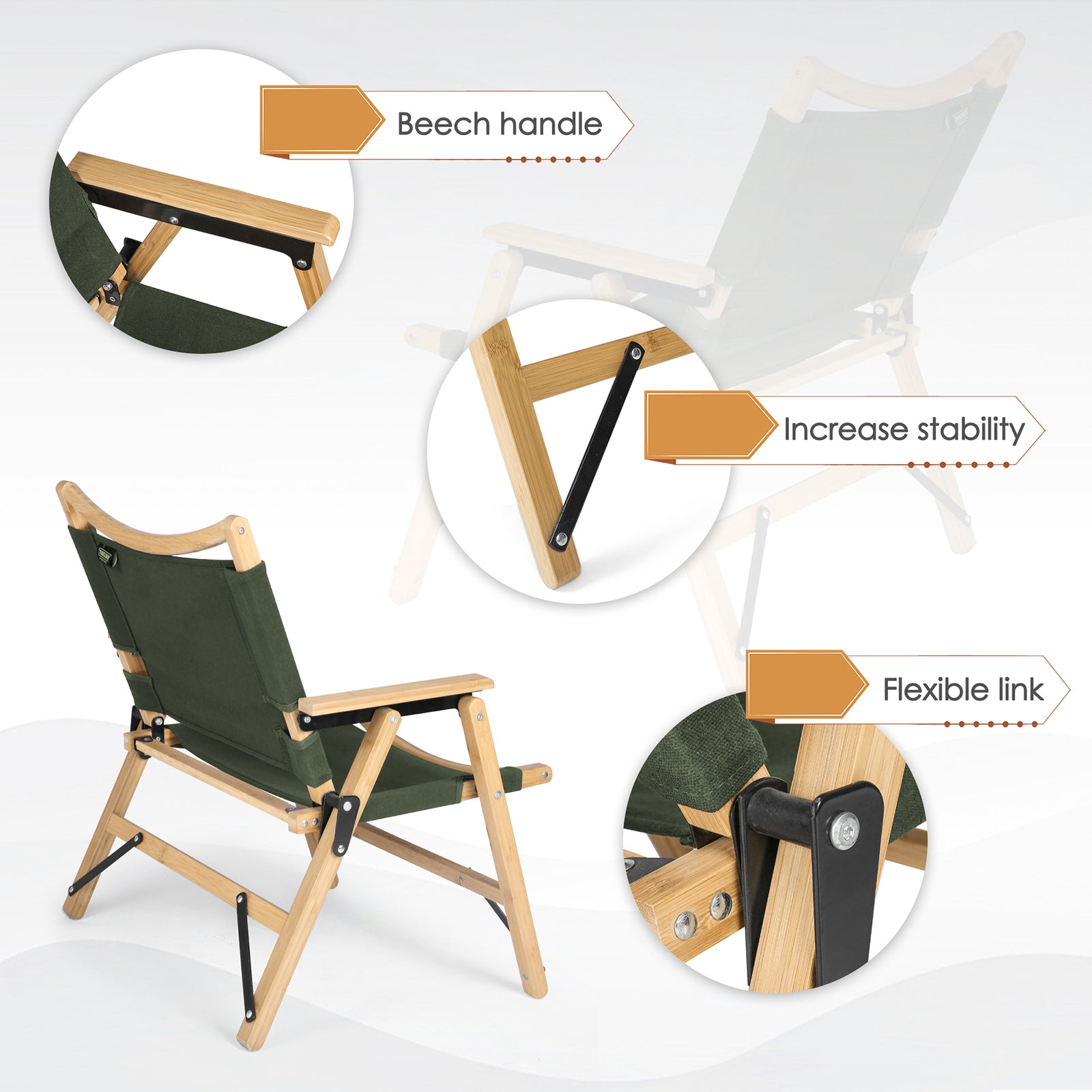 (Out of Stock) 2 Pack Foldable Portable Wooden Camping Chair for Adults Outdoor Leisure Chair with Storage Bag