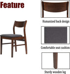 2 Pack Wooden Chairs with Cushioned Seat for Dining Room Set of 2 Upholstered Chairs with Back for Living Room - Bosonshop