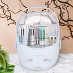 Cosmetics Display Case Multifunctional Makeup Organizer with Drawers and Portable Handle, Large Capacity, White - Bosonshop